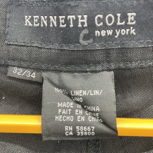 Kenneth Cole NY 100% Linen Pants Women’s Fits 32W x 33.5L Black Straight Leg - Picture 6 of 7